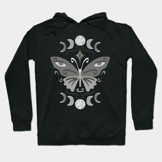 Moth and Moon Phases Hoodie by Kahytal